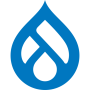 Blue logo in shape of water drop
