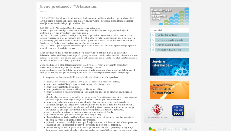 Web portal for investors with all relevant information built for the City of Novi Sad