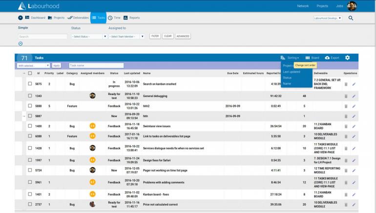 Labourhood project, a project management system