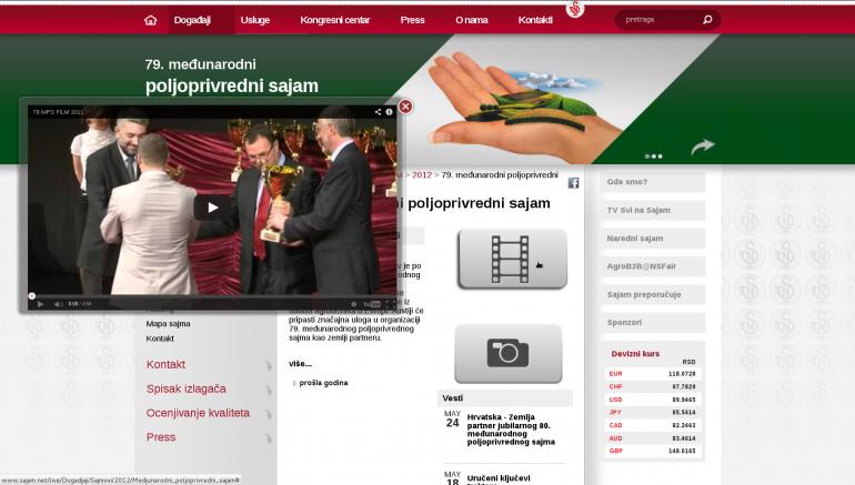 Novi Sad Fair project, complete website reconstruction