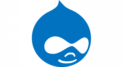 Blue Drupal 8 logo in shape of water drop