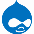 Blue Drupal 8 logo in shape of water drop